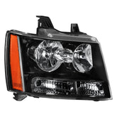 Headlights Assembly For 2007-2014 Chevy Tahoe Avalanche Suburban with Black Housing/Clear Lens/Amber Reflector